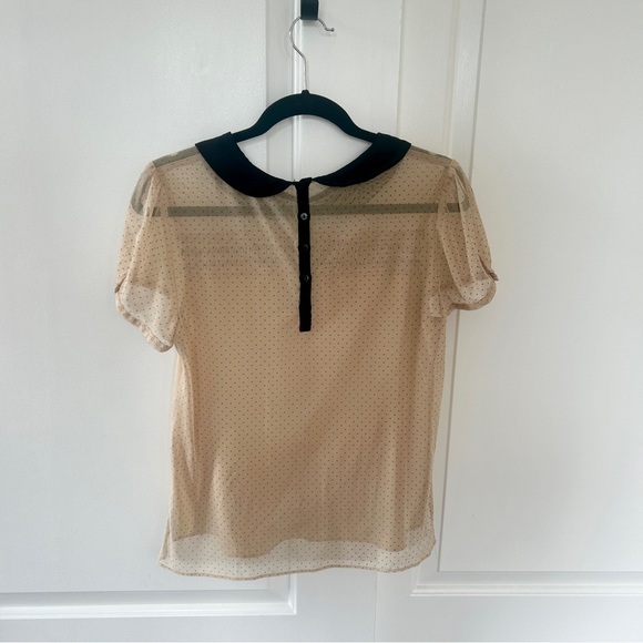 Vera Wang Princess Sheer Polka Dot Peter Pan Collar Blouse — Medium/Large - Picture 2 of 5